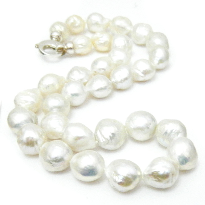 White 12.6-14.3mm Ripple Pearls Necklace